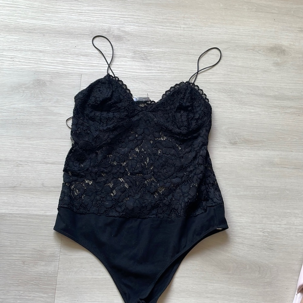 Black intimates- lace bodysuit, size large